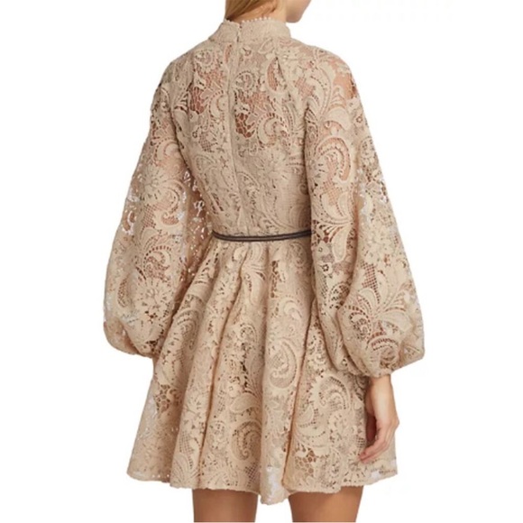 Zimmermann Waverly Lace Minidress in Cream Beige Size AU 2 / US 8 - Picture 3 of 13